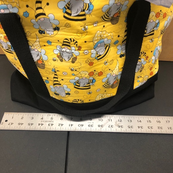 Gnome Canvas Tote Bag Large Bumblebee Yellow Black Handmade - Picture 5 of 7